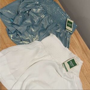 Pants Women's High Waist Shorts - Blue and White